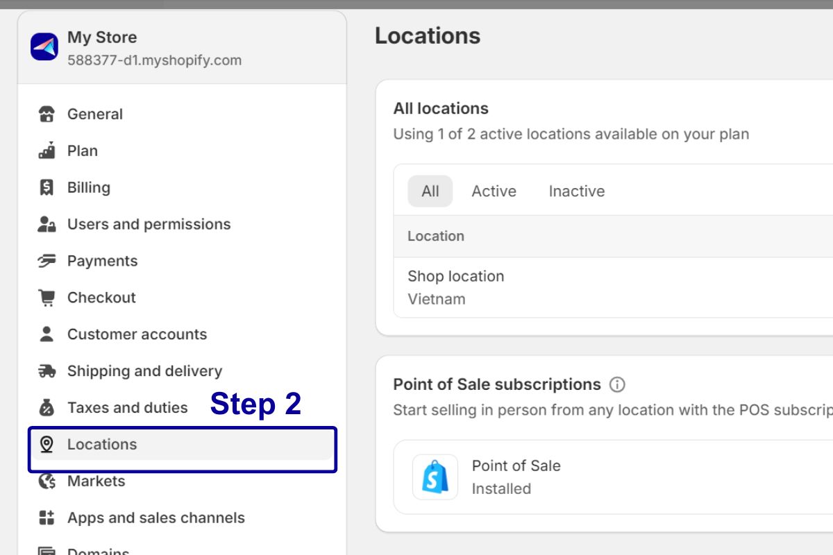 Modify location on Shopify